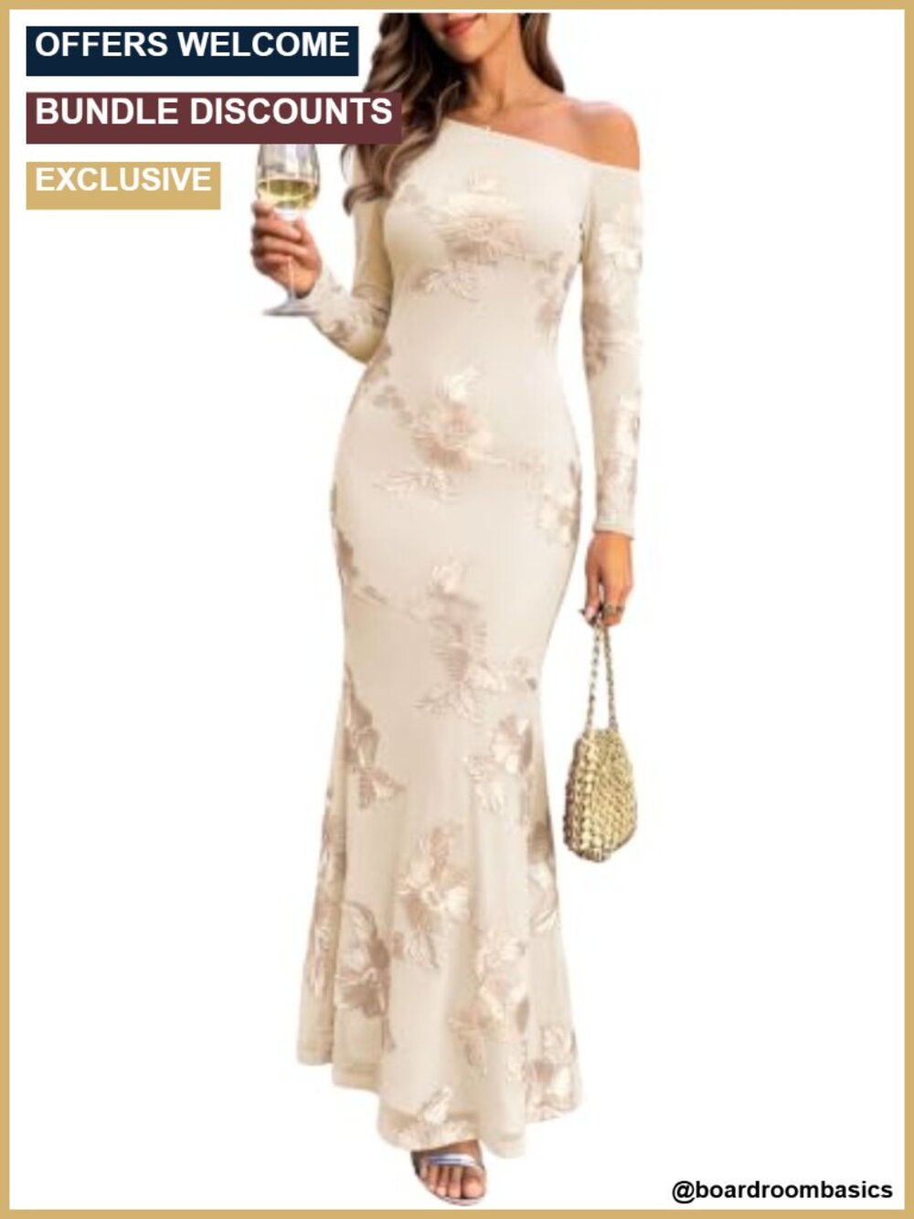 One Shoulder Long Sleeve Floral Maxi Dress Bodycon Mermaid Gown